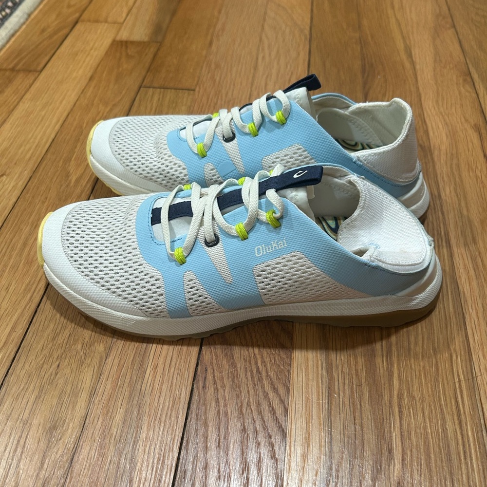 OluKai Light Blue and White Athletic Shoes